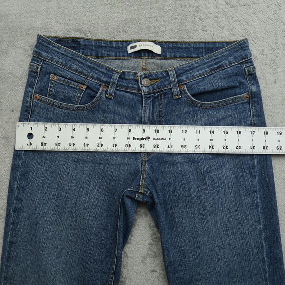 Levi's 518 Jeans Juniors 7 Blue Superlow Stretch Bootcut 29" Inseam Distressed - Picture 6 of 16